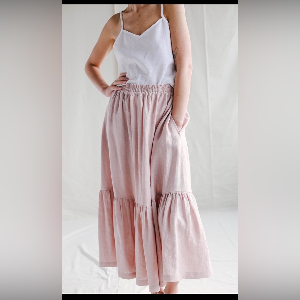 Linen Ruffle Maxi Skirt by ManInTheStudio Etsy